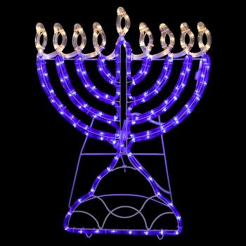 Northlight 23" LED Rope Light Commercial Hanukkah Menorah - Clear/Blue