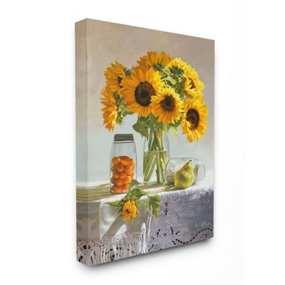 Stupell Industries Farmhouse Sunflower Still Life Country Fruit Jars