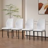 Vynxaria Luxury Simple Chair Set - 6 White PU High Resilience Dining Chairs with Silver Metal Legs - 3 of 4