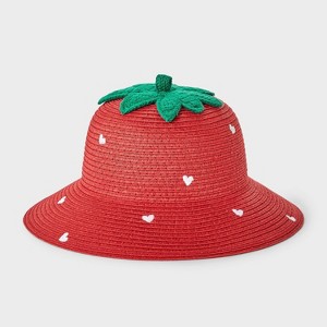 Baby Girls' Strawberry Heart Bucket Hat - Cat & Jack™ Red 12-24M - 1 of 3