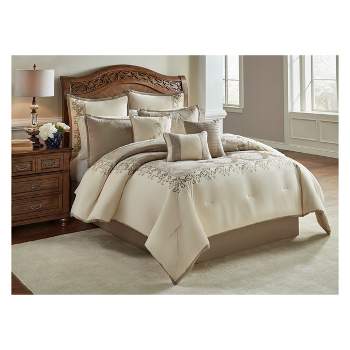 9pc Hillcrest Comforter Set Ivory & Gold - Riverbrook Home
