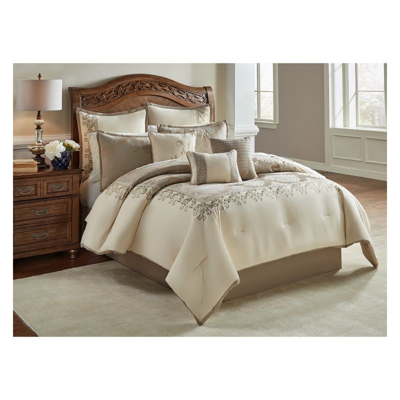 9pc Hillcrest Comforter Set Ivory & Gold - Riverbrook Home, 1 of 10