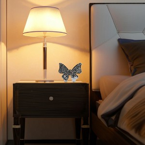 Sagebrook Home Wooden Butterfly Decor - Contemporary White Mosaic Glass Butterfly Statue for Home or Office Decorative Accent - 1 of 4