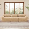 114 inch Brown Plush Fabric Sectional Sofa Couches with Throw Pillows ( Buckle Connection) - 2 of 4