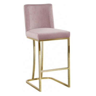 Meridian Furniture Heidi Collection Modern Velvet Upholstered High Back Counter Stool with Built In Footrest