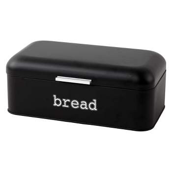 Juvale Stainless Steel Bread Box for Kitchen Countertop, Large Black Bin for 2 Loaves, English Muffins, 16.75x9x6.5 In