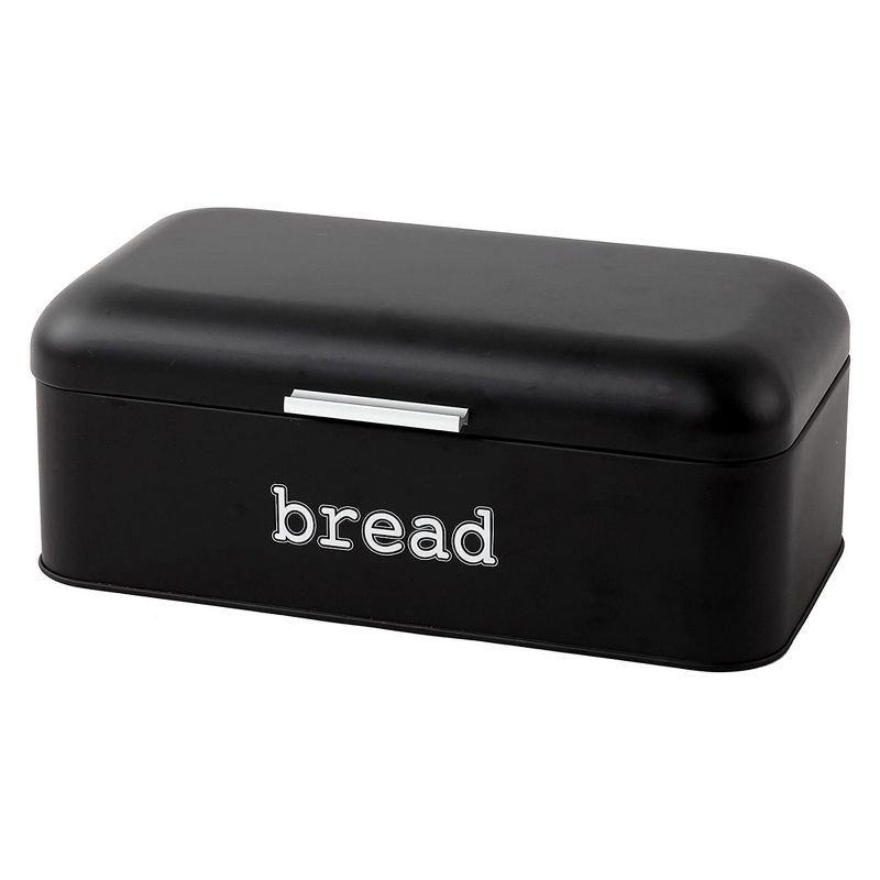 Juvale Stainless Steel Bread Box for Kitchen Countertop, Large Black Bin for 2 Loaves, English Muffins, 16.75x9x6.5 In, 1 of 9