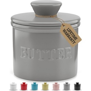 French Butter Crock with Lid, Butter Keeper Dish to Keep Butter Spreadable and Fresh on Counter, Ideal Kitchen Gift - 1 of 4