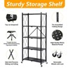 SKONYON 5-Tier Foldable Storage Shelves Adjustable Organizer Rack with Wheels - 4 of 4
