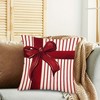 Lomsoe 2-Pack Contemporary Merry Christmas Joy Stripes Gift Box Red Bow Throw Pillow Covers, Short Plush Pillow Cover. - 2 of 4