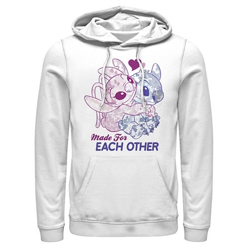 Men's Lilo & Stitch Made For Each Other Pull Over Hoodie - White - Medium :  Target