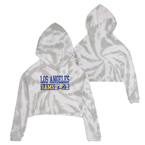 Nfl Los Angeles Rams Girls' Gray Tie-dye Crop Hooded Sweatshirt : Target