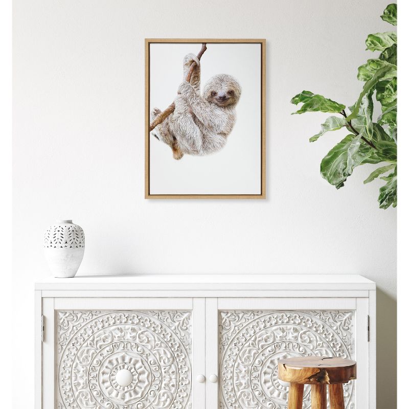 18&#34; x 24&#34; Sylvie Baby Sloth Hanging Around Framed Canvas by Amy Peterson Natural - Kate &#38; Laurel All Things Decor, 6 of 8
