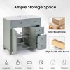 ORRD 36" Blue Grey Bathroom Vanity with Ceramic Sink, Solid Wood Frame, Soft-Close Drawers & Multi-Organizer Storage - 3 of 4