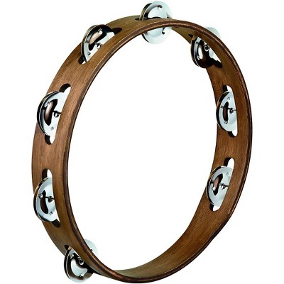  Meinl Wood Tambourine with Single Row Stainless Steel Jingles 10 in. Walnut Brown 