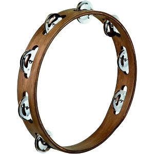 MEINL Wood Tambourine with Single Row Stainless Steel Jingles 10 in. Walnut Brown - 1 of 4
