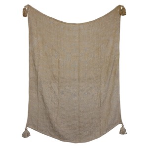 Tan Corner Tassel Hand Woven Acrylic Throw - Foreside Home & Garden - 1 of 4