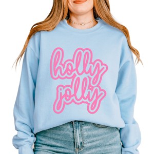 Holly Jolly Outline Puff -  Women's Graphic Sweatshirt - 1 of 4