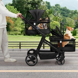 Double Pet Stroller,Dog Stroller for 2 Dogs,4-in-1 Foldable Design with Shock-Absorbing Tires - 1 of 4