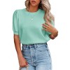 Women's Short Sleeve Sweater Tops 2025 Spring Summer Trendy Crew Neck Casual T Shirts Blouses - 4 of 4