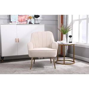 VASIP Modern Mid Century Armchair,Velvet Upholstered Accent Chair , Easy Assembly for Living Room, Bedroom, Office,Beige - 1 of 4