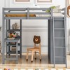 Full Size Loft Bed with Wardrobe, Desk and Shelves - 2 of 4