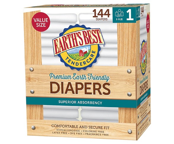 Earth's Best Tender Care Diapers Club Pack - Size 1 (144 ct)