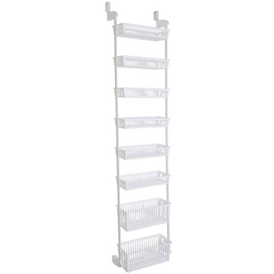 Smart Design 8-Tier Over The Door Hanging Pantry Organizer with 6 full Baskets and 2 Deep Baskets White: Steel Kitchen Storage Rack — фото 2