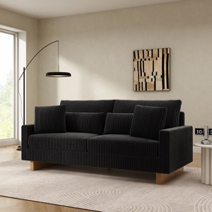 80.3" Corduroy Loveseat Sofa with Four Pillows, Upholstered Sofa Couch - ModernLuxe - 1 of 4