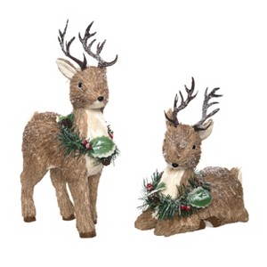 Transpac Medium Foam Sisal Deer Wreath Set of 2 Christmas Home Decorations for Festive Holiday Cheer - 1 of 1