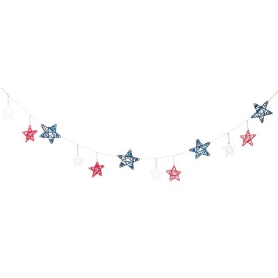 Transpac Paper 72 in. Red White and Blue 4th of July Patriotic Vine Star Garland