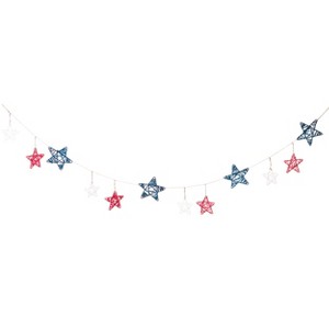 Transpac Paper 72 in. Red White and Blue 4th of July Patriotic Vine Star Garland - 1 of 2