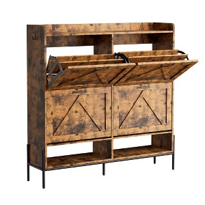 4 Drawer Shoe Cabinet, Four-Door Organizer, Compact Wooden Design, Space-Saving Entryway Cabinet, Modern Living Room Furniture - 1 of 4