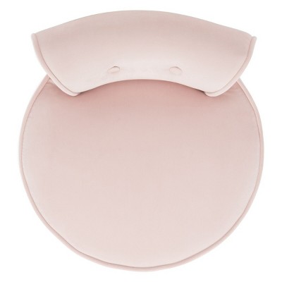 Petite Blush Pink Velvet Vanity Stool with Espresso Birch Legs