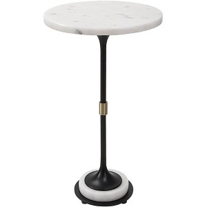 Uttermost Sentry 13" Wide White Marble Black Iron Round Accent Table - 1 of 1