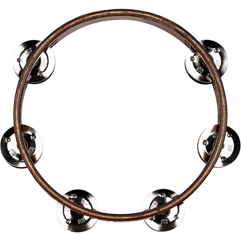 MEINL Compact Wood Tambourine with Double Row Stainless Steel Jingles 8 in. Walnut Brown, 2 of 6