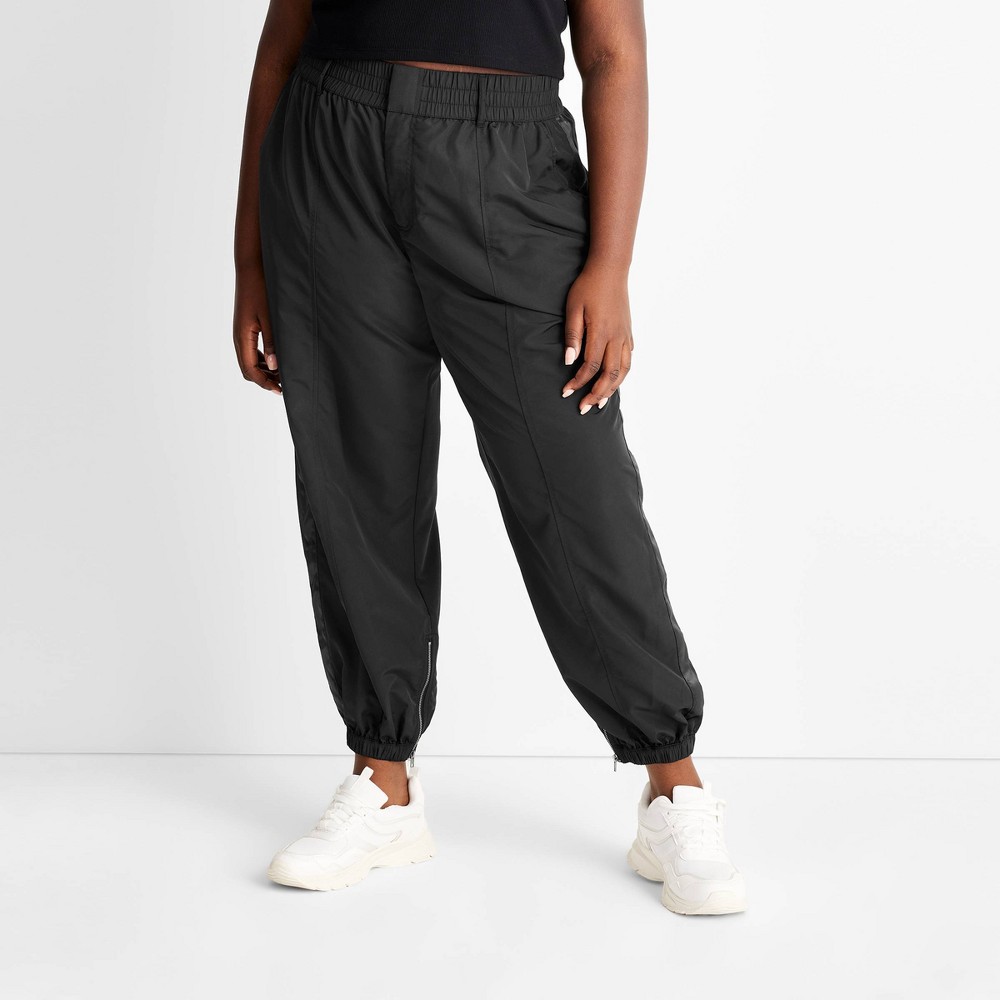 Women's Plus Size High-Rise Nylon Track Pants -Future Collective with Kahlana Barfield Brown Black 1X