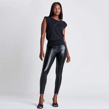 Assets By Spanx Women's All Over Faux Leather Leggings - Black M : Target