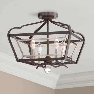 Astrapia Dark Rubbed Sienna and Aged Silver 4-Light Semi-Flush Mount
