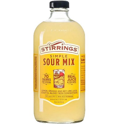 Stirrings Simple Sour Cocktail Mix 750ml Bottles - Real Juice No Preservatives - 70 Calories - Drink Mixer