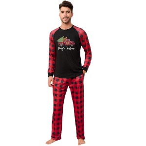 Christmas Pajamas Set for Men Plaid Printed Long Sleeve Holiday Sleepwear Soft Warm Xmas Mens Pjs - 1 of 4