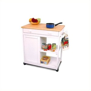 Wood Catskill Preston Hollow White Kitchen Cart with Butcher Block in White - Catskill Craftsmen - 1 of 1