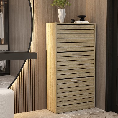 FUFU&GAGA 3 Shelf Shoe Cabinet Entryway Cabinet Woodgrain Design Shoe Racks