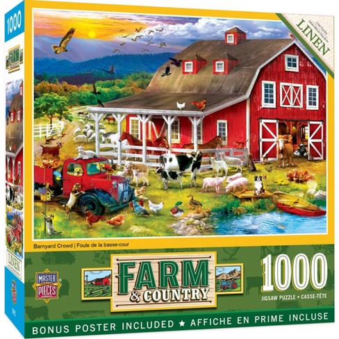 Masterpieces 1000 Piece Jigsaw Puzzle - Barnyard Crowd - 19.25