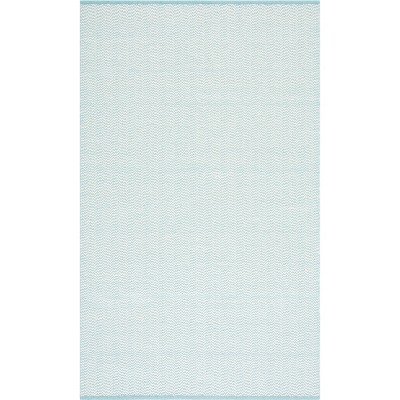 Teal and Ivory Hand-Knotted Wool 8' x 10' Area Rug