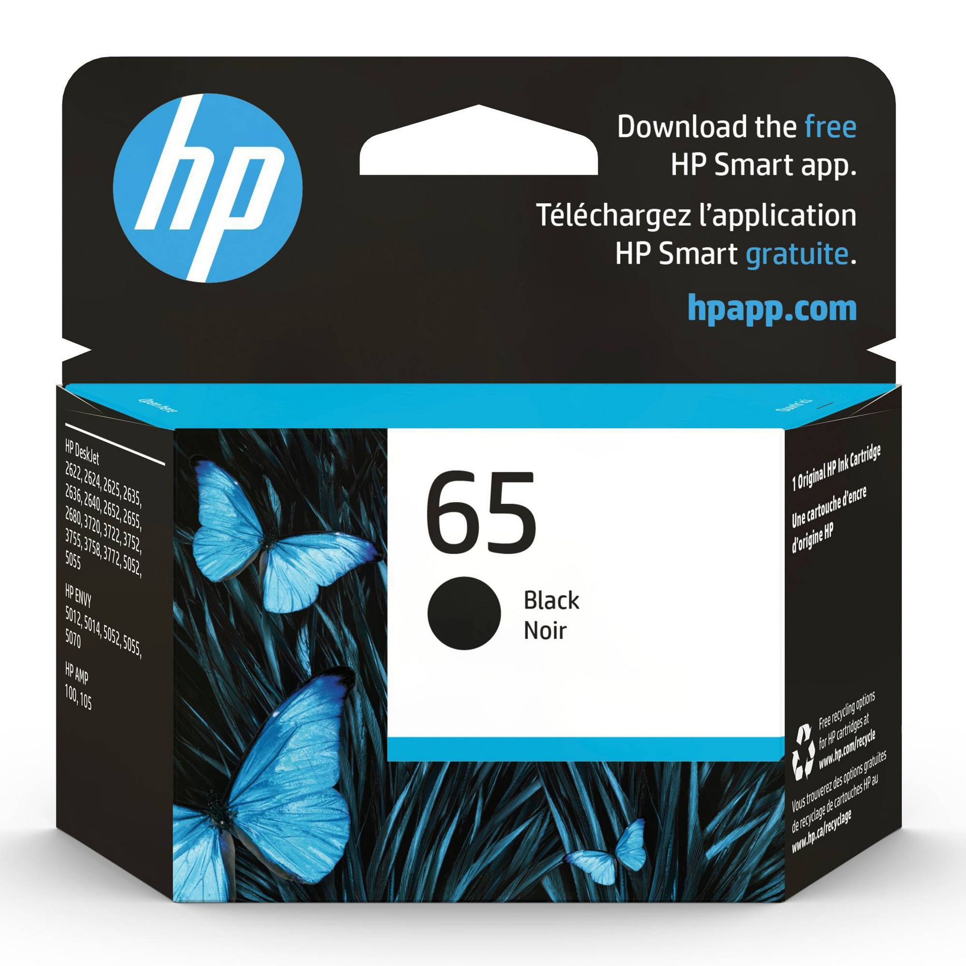 HP 65 Single Ink Cartridge - Black (N9K02AN#14): Standard Yield Printer Ink