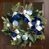 Northlight Frosted Pine with Blueberries, Bows and Ornaments Christmas Wreath - 24" - Unlit - 2 of 4