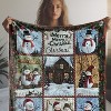 Lomsoe Vintage Snowman & Wooden Cabin Print Flannel Blanket - All Seasons Soft and Warm Throw Blanket for Bed, Napping, Camping, Travel, Office - 3 of 4