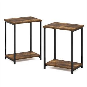 Furinno Simplistic Industrial Metal Frame End Table, 2-Pack, Amber Pine - 1 of 1
