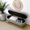 Itopfox Oval Storage Bench, Linen Fabric Upholstered Entryway Ottoman with Solid Wood Legs, Indoor Bench for Living Room, Bedroom, or Entryway - 4 of 4